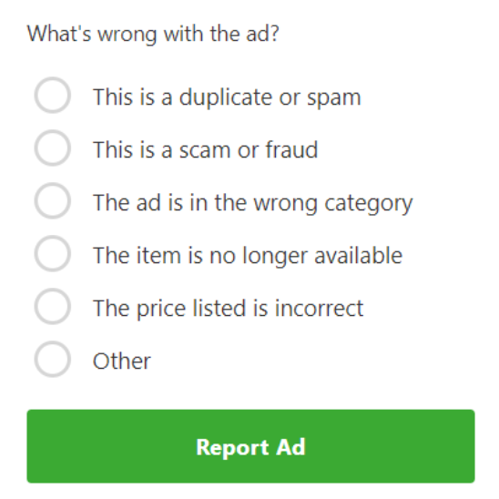 report ad reasons